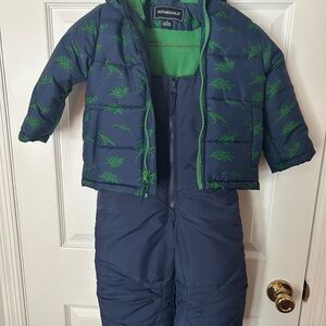 Rothschild Navy and Green Dinosaur Snowsuit